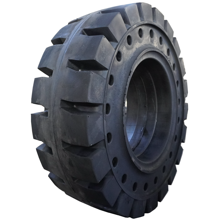 What is tread depth and how does it affect solid backhoe tires?