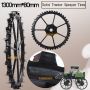 rubber solid tractor boom sprayer tyres and wheels spray in rice paddy field 