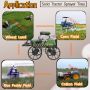 rubber solid tractor boom sprayer tyres and wheels spray in rice paddy field 