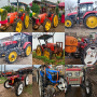 rubber solid tractor boom sprayer tyres and wheels spray in rice paddy field 